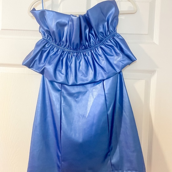 Metallic Blue Ruffle Top Dress - Picture 4 of 5